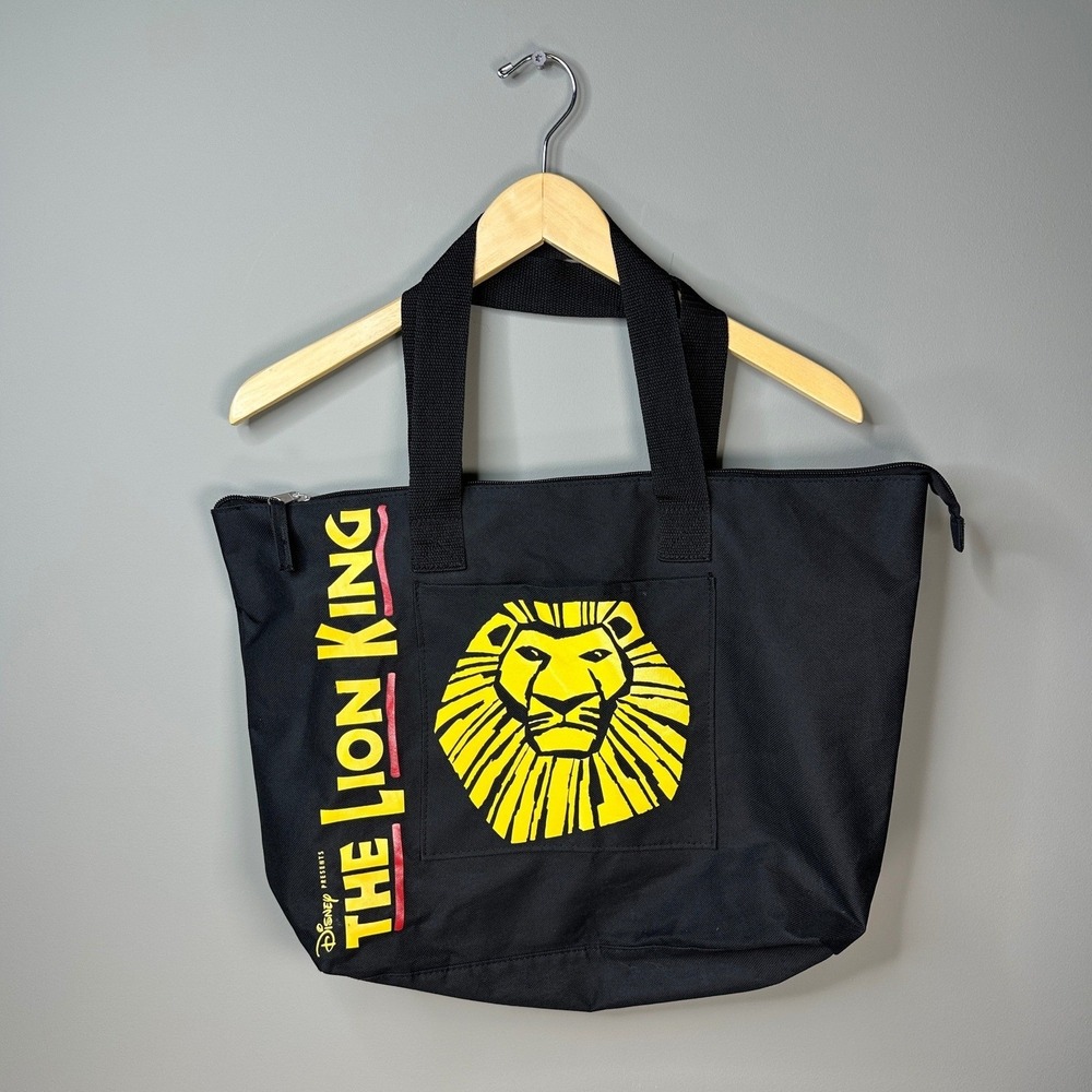 Disney Lion King Tote Bag Unisex Large Black Yellow Logo Zippered Canvas